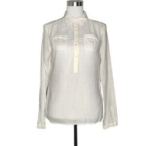 Club Monaco sheer cotton long sleeve popover tunic blouse minimalist S